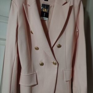 Chic Blush Double-Breasted Women's Blazer